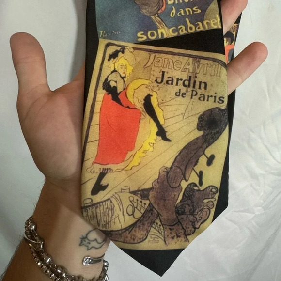 Vintage 90s Toulouse-Lautrec Posters Tie - Picture 2 of 8